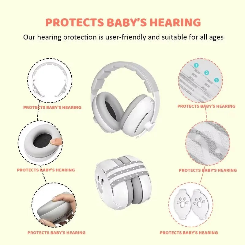 Baby-Kopfhörer mit Geräuschunterdrückung, Schlaf-Schalldämmung, Sicherheit, Lärmreduzierung, Ohrenschützer für Babys mit rutschfestem Band