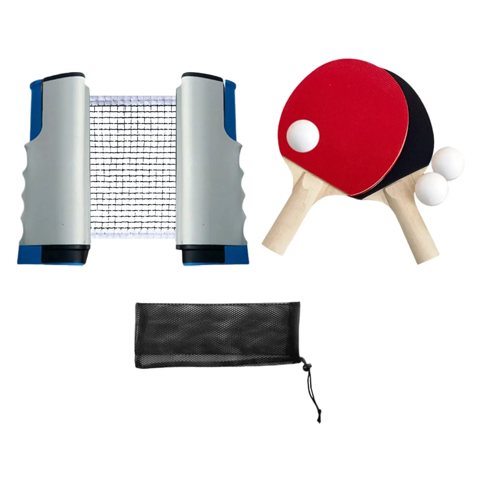 1 Satz Tischtennisschläger Satz einziehbares Netz Trainings-Tischtennis-Set Schläger Bälle für Familie Heim-Fitnessstudio Spieler Reisen Sport