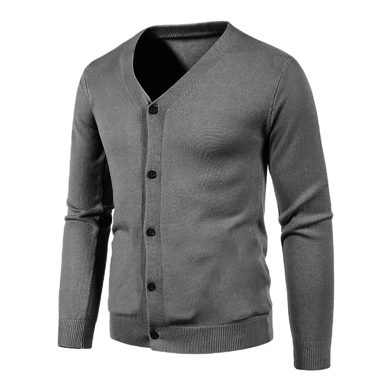 2024 M-5XL Herbst Herren Strickjacke Dünner V-Ausschnitt Basic Elastisch Slim Fit Dünner Pullover Einfarbig Freizeit Vielseitige Jacke