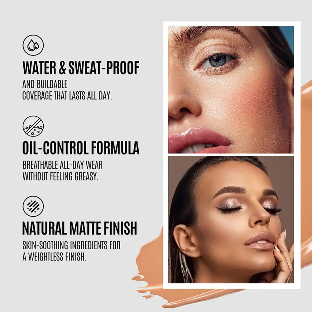 1 Stück flüssige Foundation, langanhaltend, volle Deckkraft, mattierende Creme, CC Foundation Make-up Concealer, natürliche flüssige Basis, feuchtigkeitsspendend