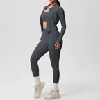 3-teiliges Sportbekleidung Yoga-Set Gym Sport-BH Reißverschlussjacke Leggings Kleidung Sportbekleidung Yoga-Anzüge für Damen Fitness-Set Trainingsanzug