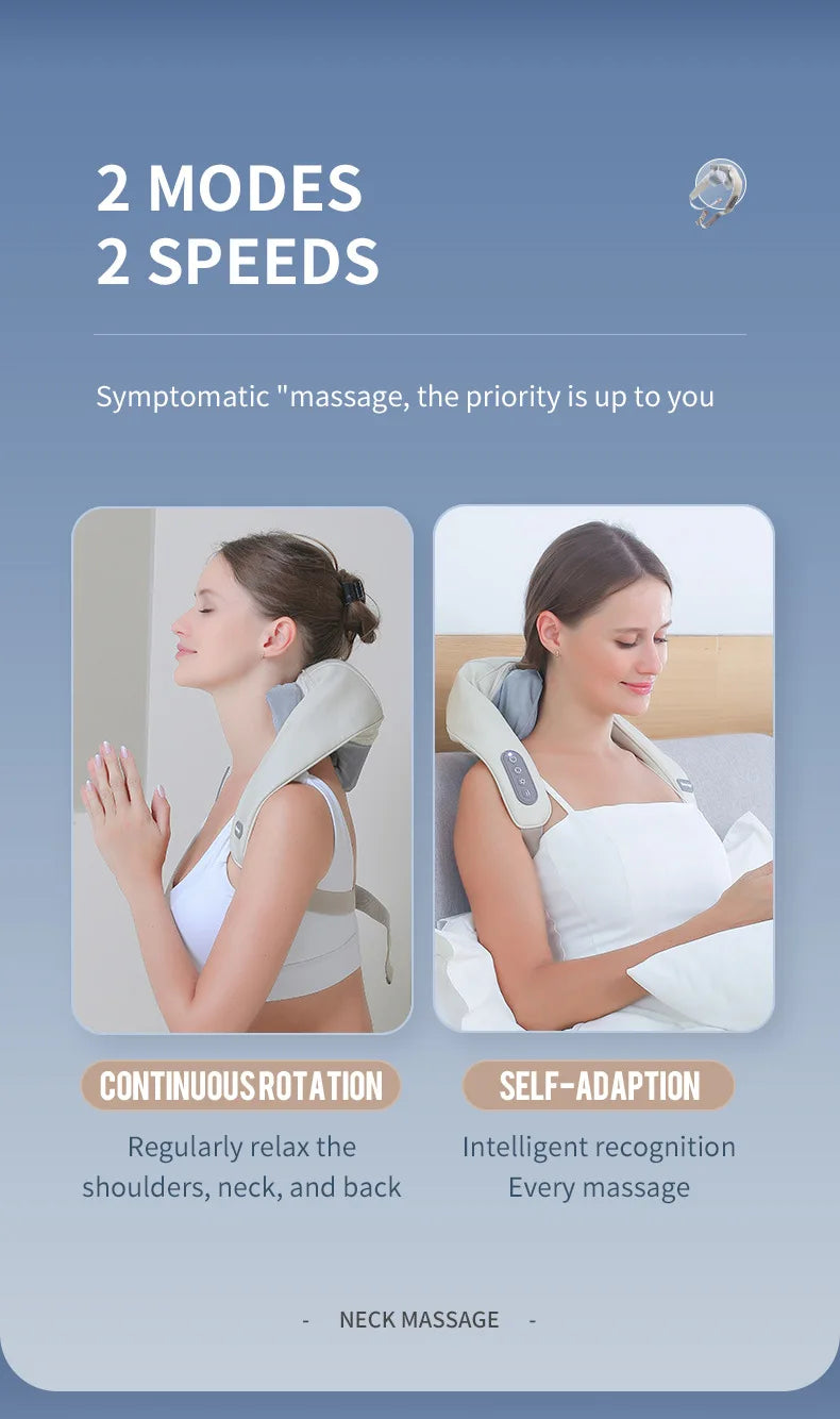 Foreverlily 26W Bürstenloser Motor Nacken- und Schultermassagegerät Kabelloses Nacken- und Rückenmassage-Schal Nackenmassager