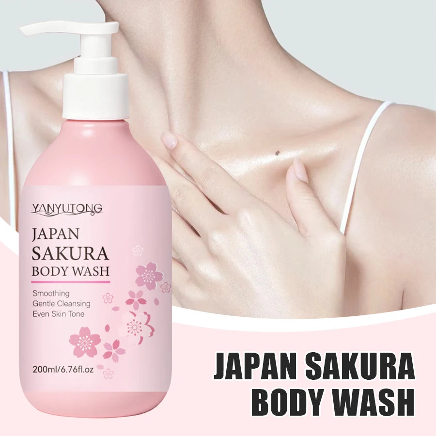 Sakura Duschgel Lang anhaltende Feuchtigkeit Glatt Langanhaltender Duft Sanfter Schaum Körperreinigung Badeprodukt 200ml