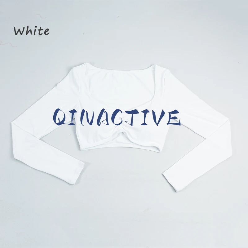 QINACTIVE Damen Yoga Shirts Crop Top Langarmshirts für Damen Yoga Sport Fitness Gym Kleidung Workout Tops