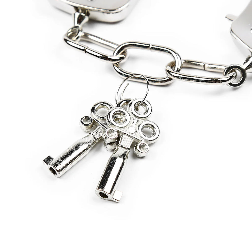 DUTRIEUX Edelstahl Handschellen BDSM Fesselset Verstellbare Metallfußfesseln Kette Fetisch Fesseln Sexspielzeug für Paare