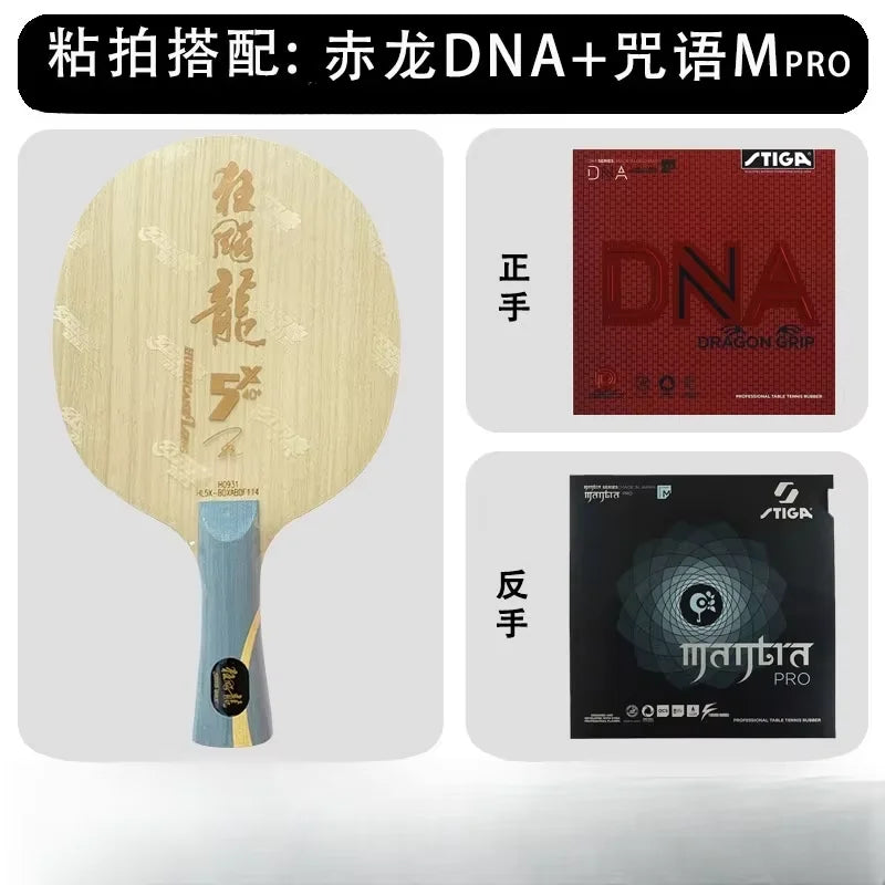 DHS Hurricane Long 5X Ma Long Profi-Tischtennisholz mit innerem Carbon-Griff Offensiv-Topspin-Tischtennis-Schlägerkombination für Sport