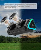 MLOVE P3 Outdoor-Bluetooth-Lautsprecher, 40W Ausgangsleistung Bluetooth 5.3 Lautsprecher, Stereo Sound IPX7 Wasserdicht, Micro SD-Karte, RGB-Licht