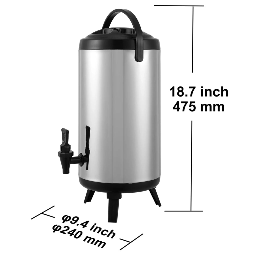 SucceBuy Edelstahl Isolierter Getränkespender 7,6 Liter Thermos-Heiß- und Kaltgetränkespender