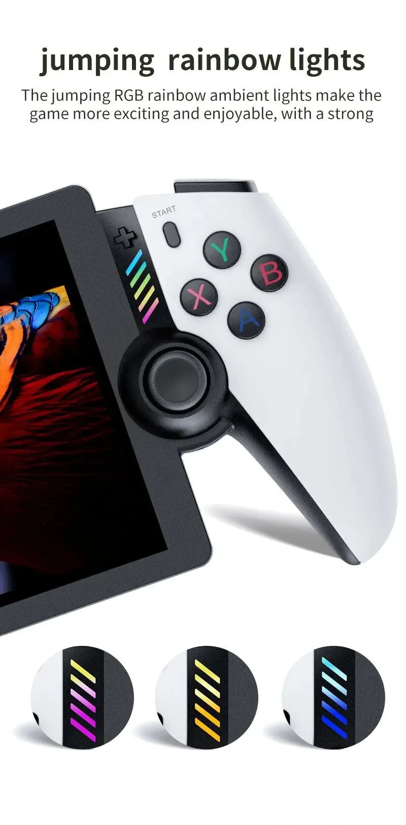 M28 Retro Handheld-Videospielkonsole, 7,1-Zoll-Bildschirm, über 30 Emulatoren für PS2/PS1/PSP, 3D-Dual-Analog-Sticks [God of War Klassiker