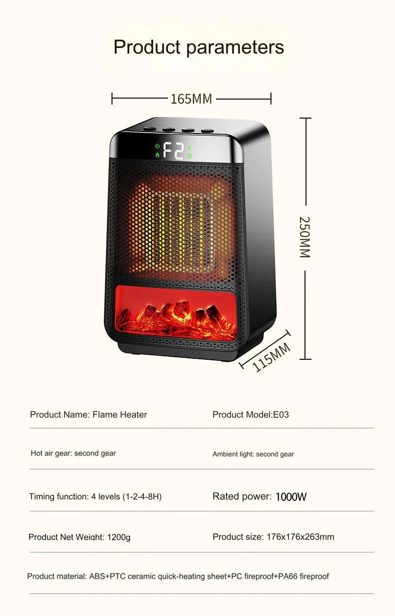 Tragbarer elektrischer Heizlüfter Tragbarer Desktop 1000W PTC Heizlüfter Warmluftgebläse für Haushalt Büro Mini Heizgerät