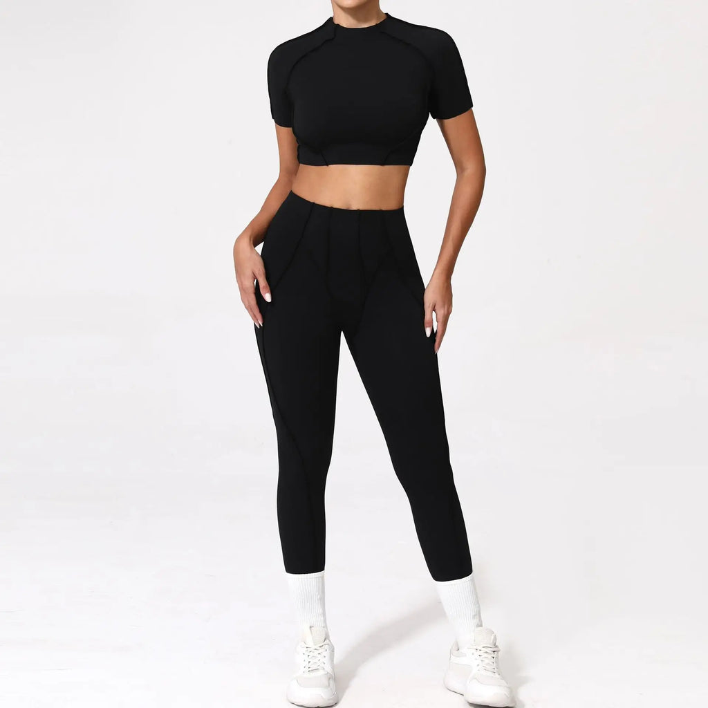 Nahtlose Yoga-Sets Sport-Fitness Hochbund-Hüfthebe-Formhose Rückenfreier BH-Anzug Workout-Gym-Leggings-Sets für Damen
