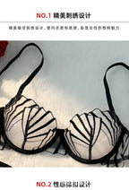 Schwarzes Dessous-Set aus Spitze – Transparenter Push-up-BH und Höschen aus Wimpernspitze mit Triangel-Cup-Design