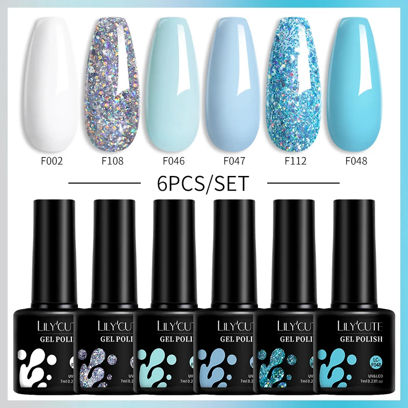 LILYCUTE 6PCS Gel-Nagellack-Set Sommer Neon Nagellack-Gel-Kits für DIY Nagel Semi-Permanenter UV-Lampe Gellack Nagellack-Set