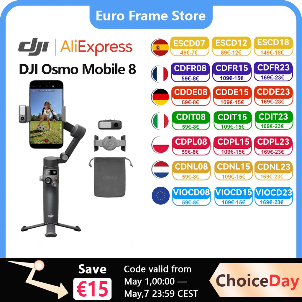 DJI OM8 Osmo Mobile 8 Smartphone-Gimbal-Stabilisator 3-Achsen-Handy-Gimbal Original Brandneu OM8