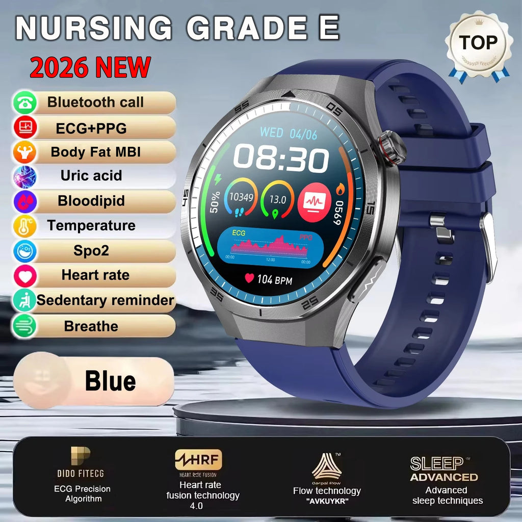 2026 Neue Smartwatch für Pflegeberufe mit EKG+PPG Gesundheitsanalyse Blutdruck Lipide Harnsäure Drahtlose HD-Anruf Smartwatch Herren Damen