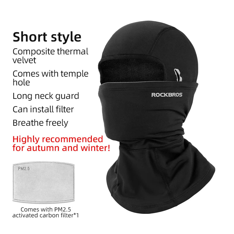 ROCKBROS Radmützen Vollgesichtsmaske Winter Atmungsaktiv Winddicht Fleece Fahrrad Halswärmer Schal Maske Skifahren Motorrad Fahrradmütze