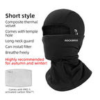 ROCKBROS Radmützen Vollgesichtsmaske Winter Atmungsaktiv Winddicht Fleece Fahrrad Halswärmer Schal Maske Skifahren Motorrad Fahrradmütze