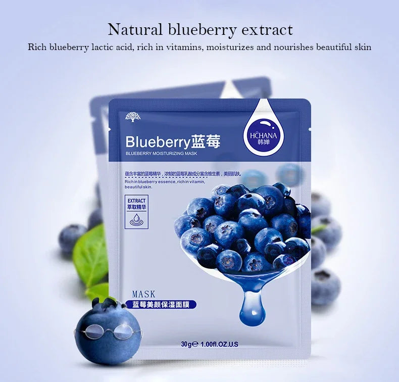 20 Stück natürliche Pflanzen-Gesichtsmaske Feuchtigkeitsspendend Öl-Kontrolle Anti-Aging Frucht Aloe Koreanische Tuchmaske Schönheit Hautpflegeprodukte