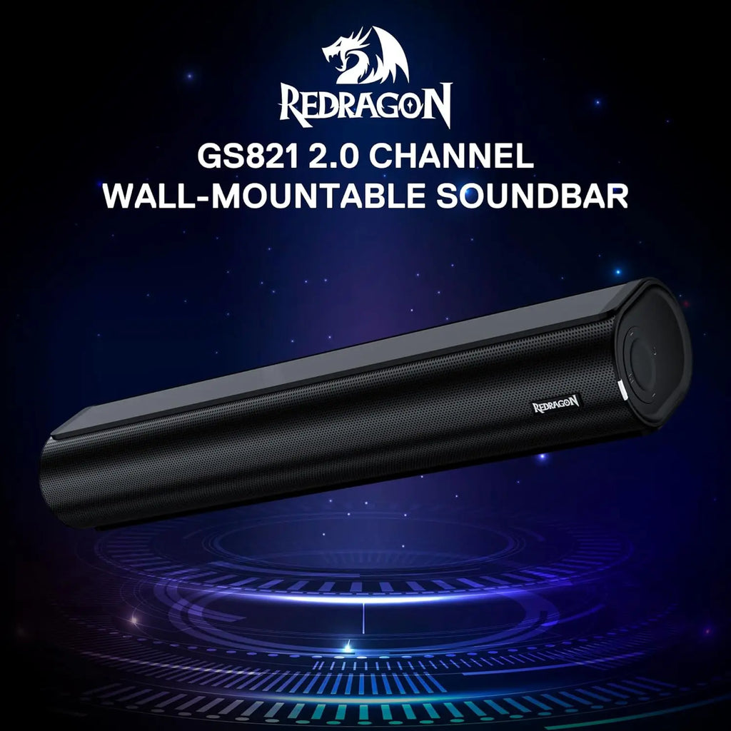 Redragon GS821 Computer-Soundbar – Hi-Fi-Stereo-PC-Lautsprecher mit BT 5.3, optischem/HDMI ARC/AUX/USB-Anschluss, 3 EQ-Modi,
