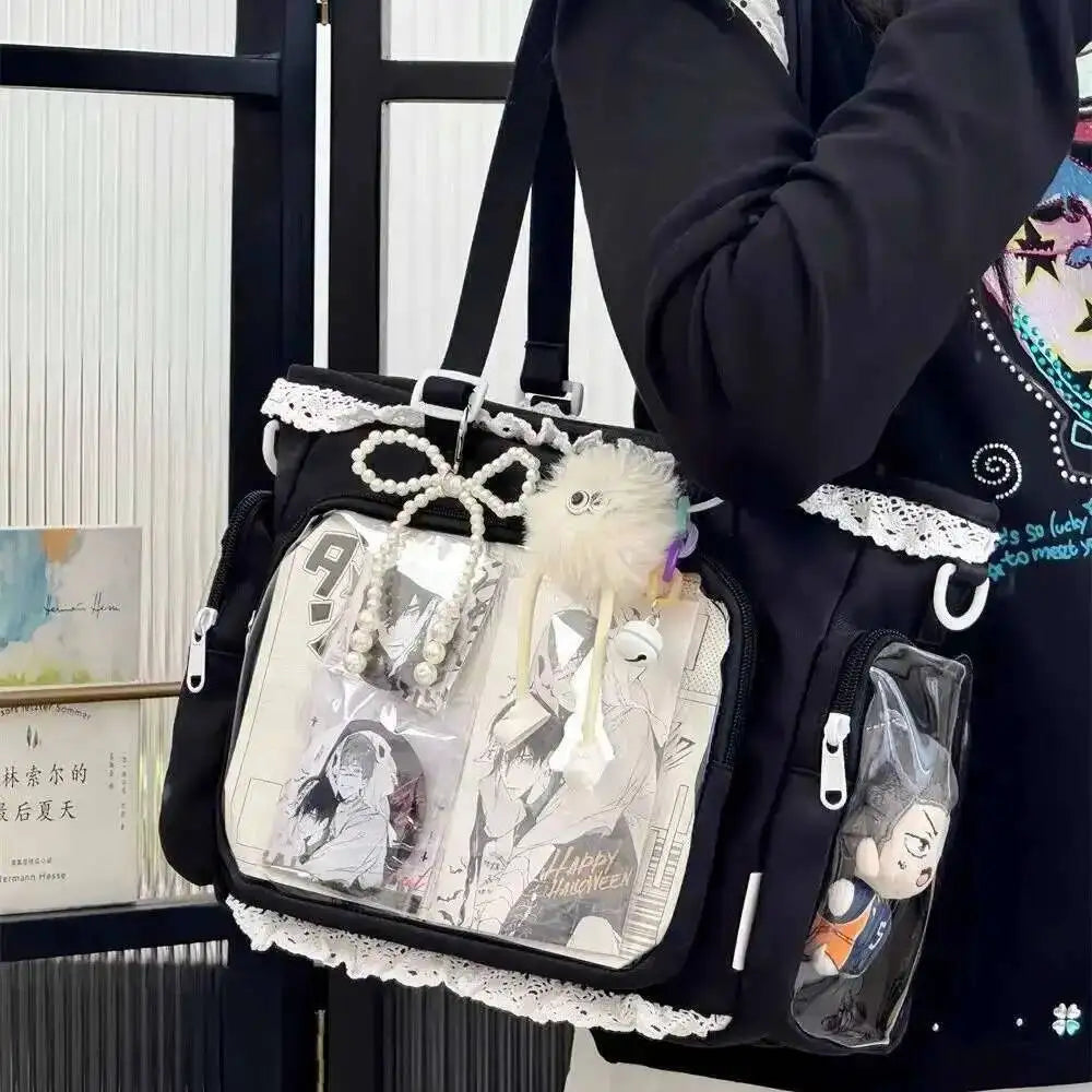 Neue Y2K Süße Japanische Ita Bag Lolita Mädchen Transparente Umhängetasche Große Kapazität Umhängetasche Lässige Tasche DIY Display Handtaschen
