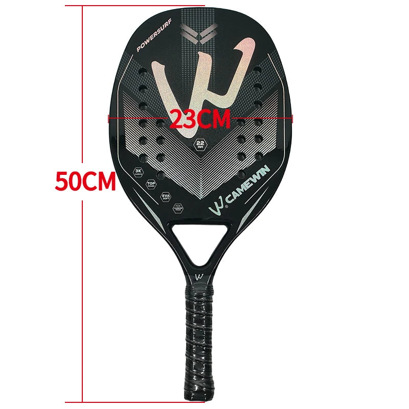 Camewin 3K Beach Tennisschläger, Vollcarbon, raue Oberfläche, Outdoor-Sport-Schläger für Herren, Damen, Erwachsene, Tennisschläger, Neu