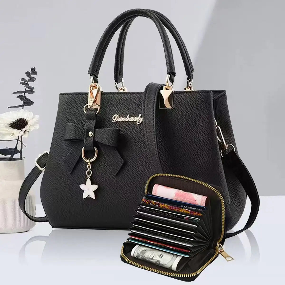 New Korean version trendy autumn and winter bow women's bag portable shoulder bag messenger bag killer bag mother bag large capa Secondary image