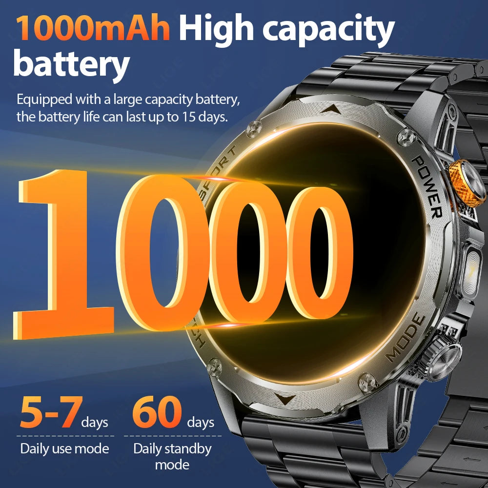 LIGE New Smart Watch Men 1000mAh Large Capacity Battery Outdoor Flashlight Bluetooth Call Waterproof Sport Fitness Smartwatch Secondary image