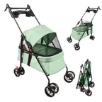 Folding Pet Stroller/Buggy, Dog/Cat Carrier, Pet Travel Stroller for Dogs with Cup Holder, Wheels with Brakes, Oxford Fabric, Steel Frame, 50 x 70 x 95 cm