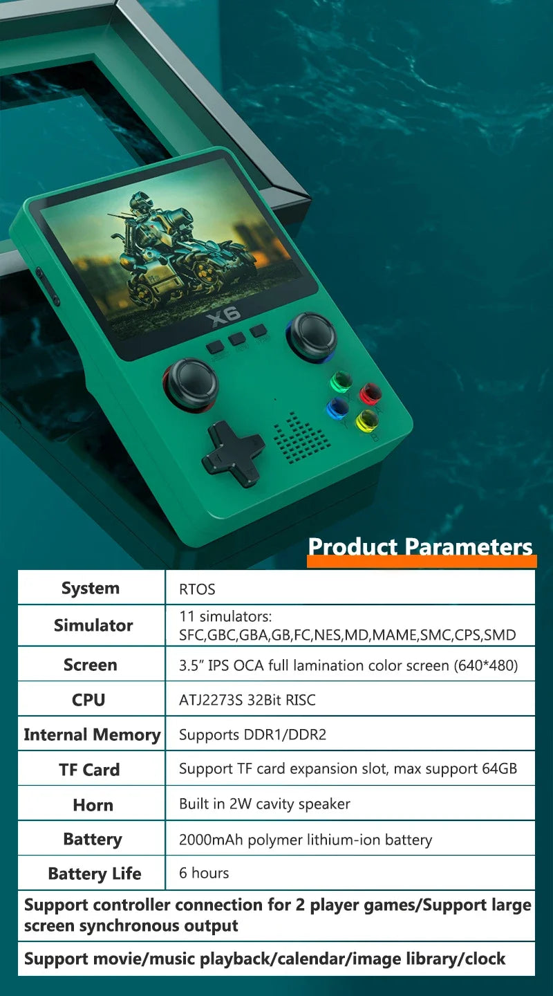 Retro Handheld-Spielkonsole 3,5 Zoll IPS-Bildschirm Dual 3D Joystick 11 Simulatoren GBA Videospiel-Player 10000+ Spiele als Geschenk für Kinder
