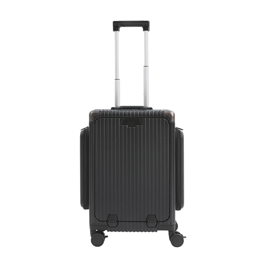 Moderner 20-Zoll PC-Gepäckkoffer, Aluminiumlegierung, Hartschale, Reisekoffer mit 4 Rollen, 3-Öffnungs-Struktur für Reisen