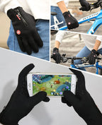 Winter Fahrradhandschuhe Herren Damen Motorrad Fleece Sport Reißverschluss Herbst Touchscreen Warm Wasserabweisend Winddicht Rutschfest Handschuh