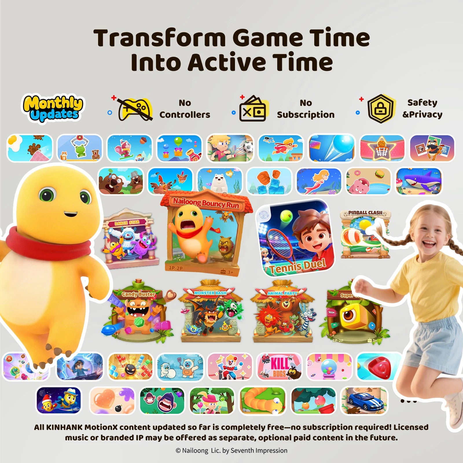 KINHANK MotionX Aktives Spielsystem für Kinder & Familien Videospielkonsole für fortlaufende Updates Kinderspielzeug für körperliche Aktivität im Innenbereich
