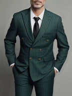Herrenanzüge Herren Zweiteiliger Anzug Zweireihig Herren Modisches und Slim-fit Design Bräutigam Hochzeitsanzug Lässiger gestreifter Stoff
