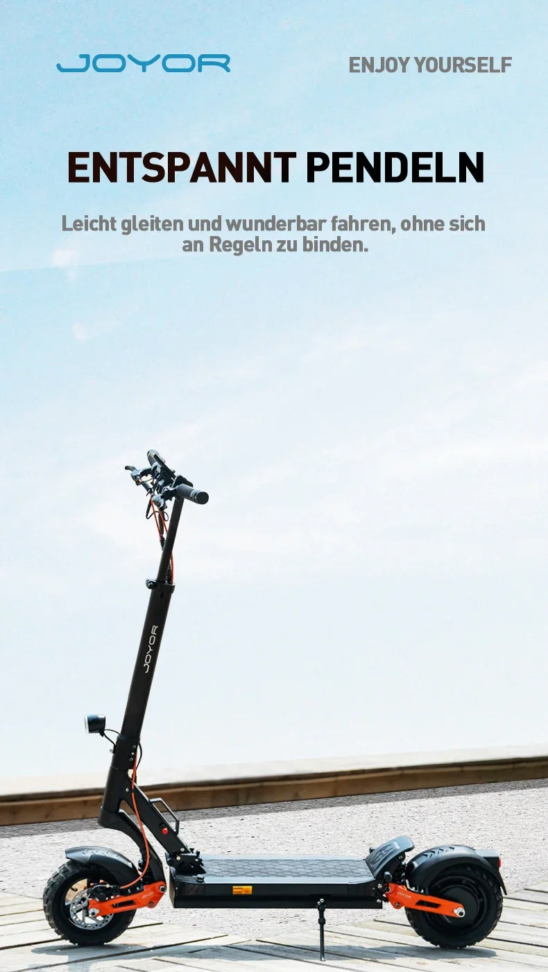 JOYOR T6E PRO ABE Erwachsenen-Elektroroller 500W Motor 48V26AH Akku E-Mountain Escooter 10" Offroad-Reifen Faltbarer E-Scooter