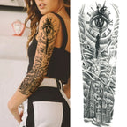 Kompass Roboterarm Temporäre Tattoos Ärmel für Männer Frauen Realistische Gefälschte Totenkopf Engel Ganzarm Tattoos Maori Totem Tattoo Aufkleber