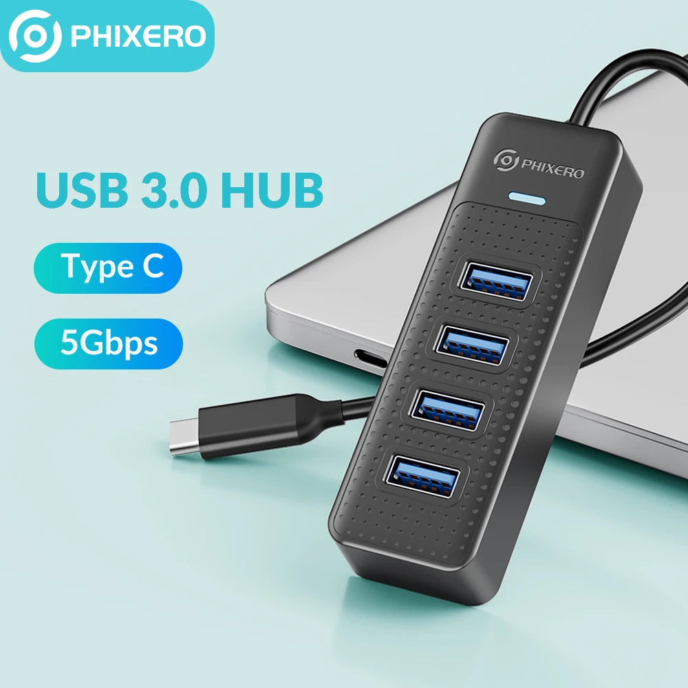 PHIXERO 4 Ports USB 3.0 HUB High Speed Type C Splitter 5Gbps For PC Computer Accessories Multiport USB Hub Adapter for Laptop Hauptbild