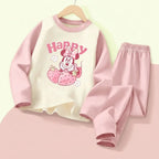 DISNEY Herbst und Winter Mädchen Bequemes Weiches Schlafanzug-Set Kinder Freizeit-Hauskleidung-Set Minnie-Druck Kinder Pyjamas 0-10 Jahre