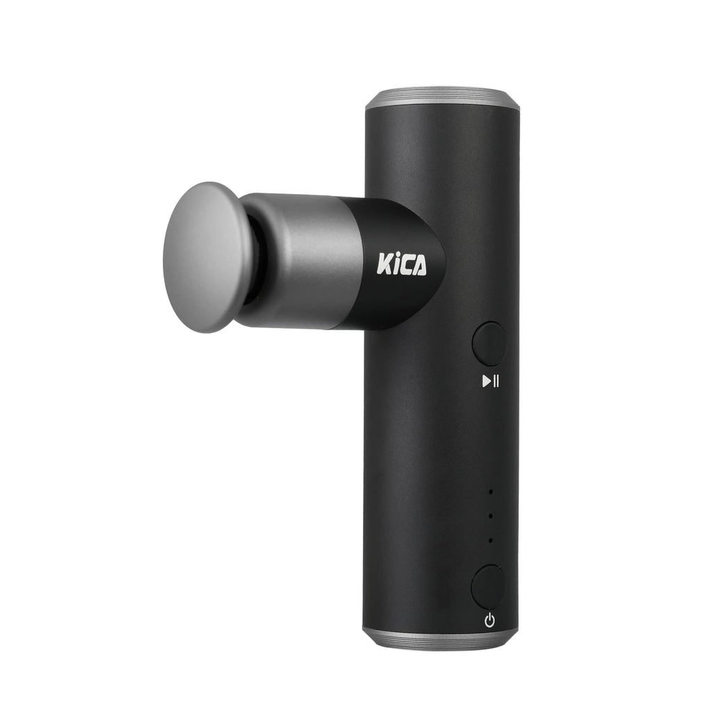 KiCA Mini 2 Faszienpistole 4 Gänge Aluminium Tragbar 3000 U/min Tiefen-Hochgeschwindigkeit 3 Massageköpfe Pistole für Sport, 195g