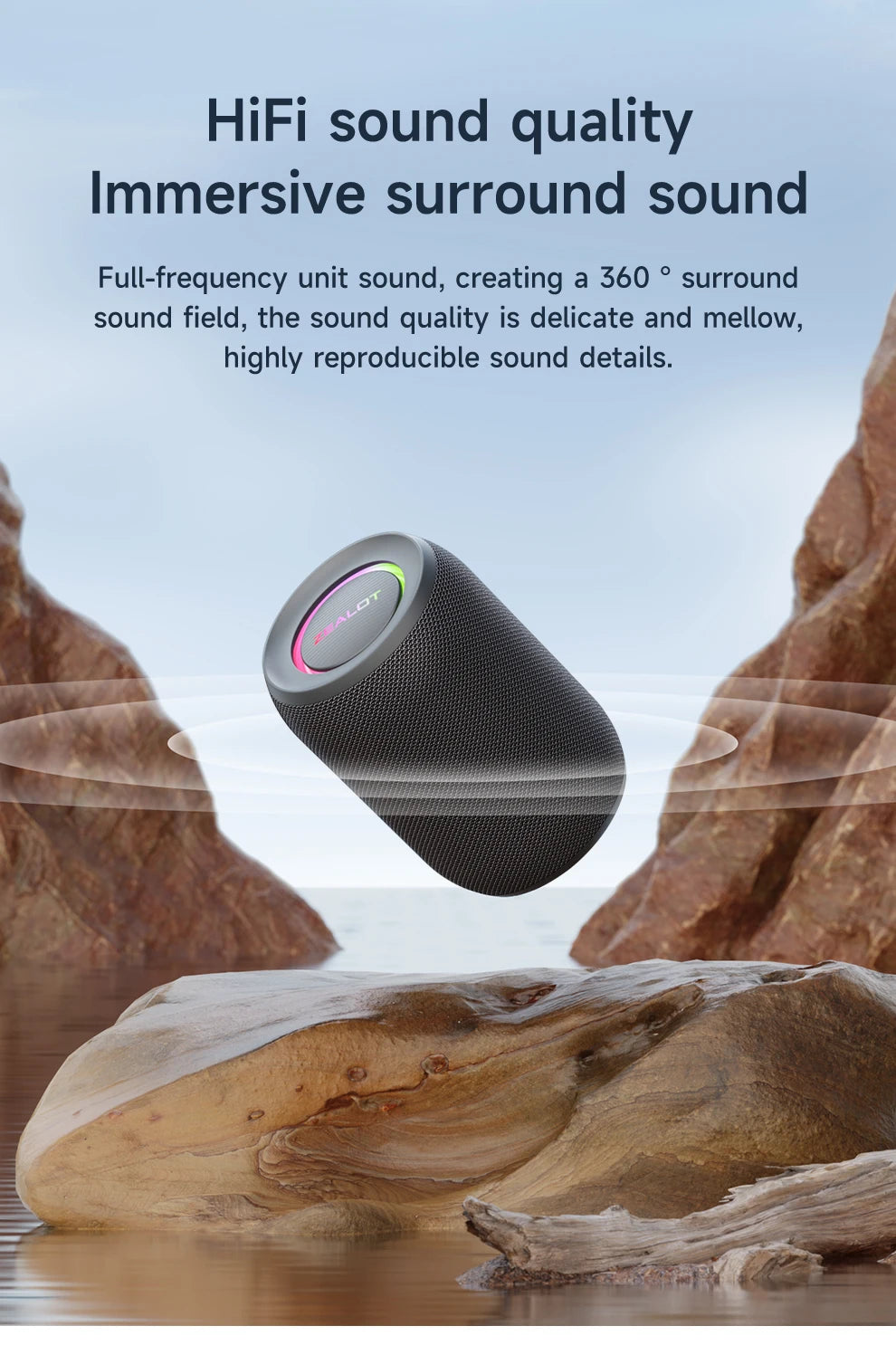 ZEALOT-S32PRO Tragbarer Bluetooth 5.2 Lautsprecher Outdoor Wasserdichter Kabelloser TWS Mini-Säulenlautsprecher Outdoor TF-Karten Boombox
