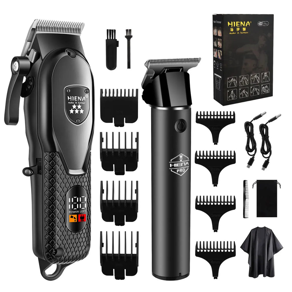 hiena Haarschneidemaschinen-Set für Herren Elektrorasierer Haartrimmer Professionelle Schneidemaschine Haartrimmer mit LCD-Digitalanzeige