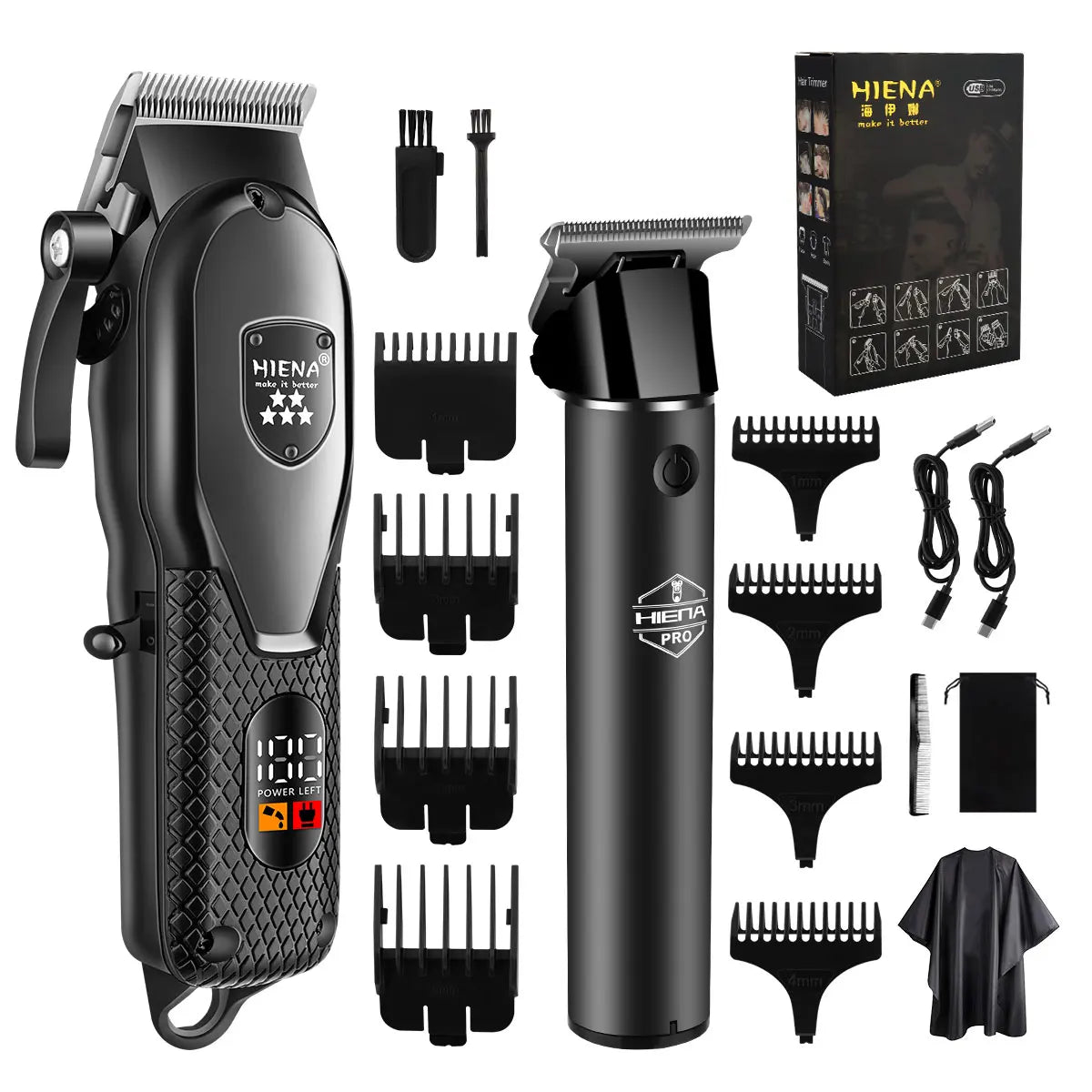 hiena Haarschneidemaschinen-Set für Herren Elektrorasierer Haartrimmer Professionelle Schneidemaschine Haartrimmer mit LCD-Digitalanzeige