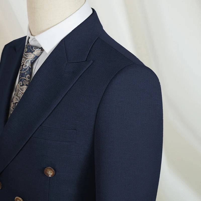 ST Cassy Dunkelblau Eleganter Herrenanzug 2-teiliges Set Moderne Hochzeitsanzüge für Herren Stilvoller Business-Büroanzug