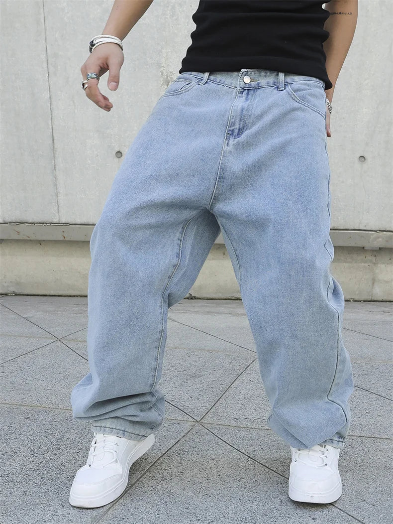 Frühling Herbst Herren Baggy Jeans Oversize Straight Loose Lässige Denim Hose Unifarben Streetwear Fashion Y2k Weite Hosen