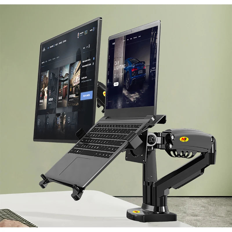 Desktop NB F160 + FP-2 Gas Spring Dual Arm for 17"-27" Monitor Holder + 10"-17" Laptop Support Air Press Mount Stand Load 2-9kg Hauptbild