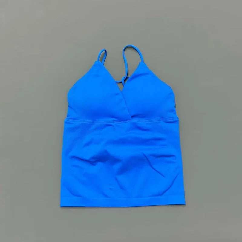 Vision Twist Front Longline Top Damen Gym Tank Yoga Oberteile Schnelltrocknend Dünne Träger Hochelastisches Lauf-Tanktop Push-up Fitness-Weste