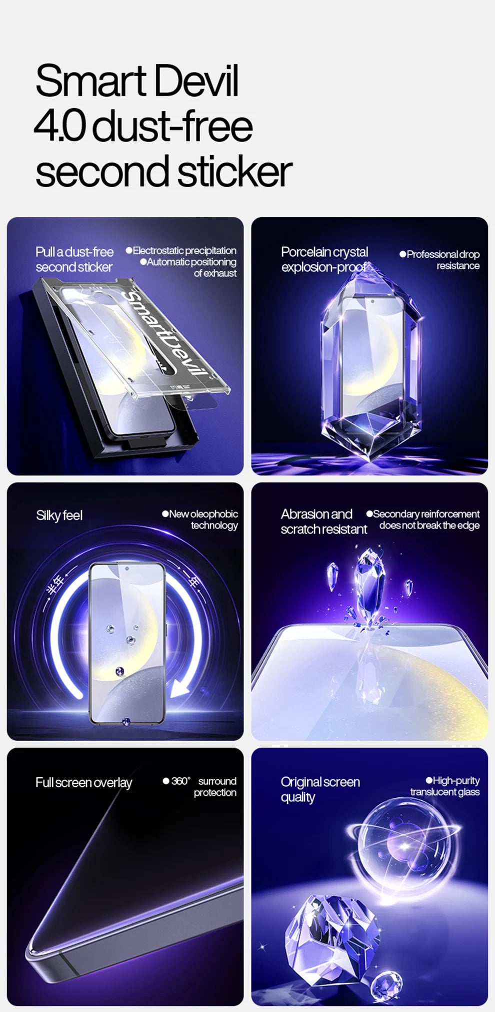 SmartDevil Staubfreie Displayschutzfolie aus gehärtetem Glas für Samsung S26 Ultra HD, klare Displayschutzfolie für Samsung S25 S24, Anti-Fingerabdruck