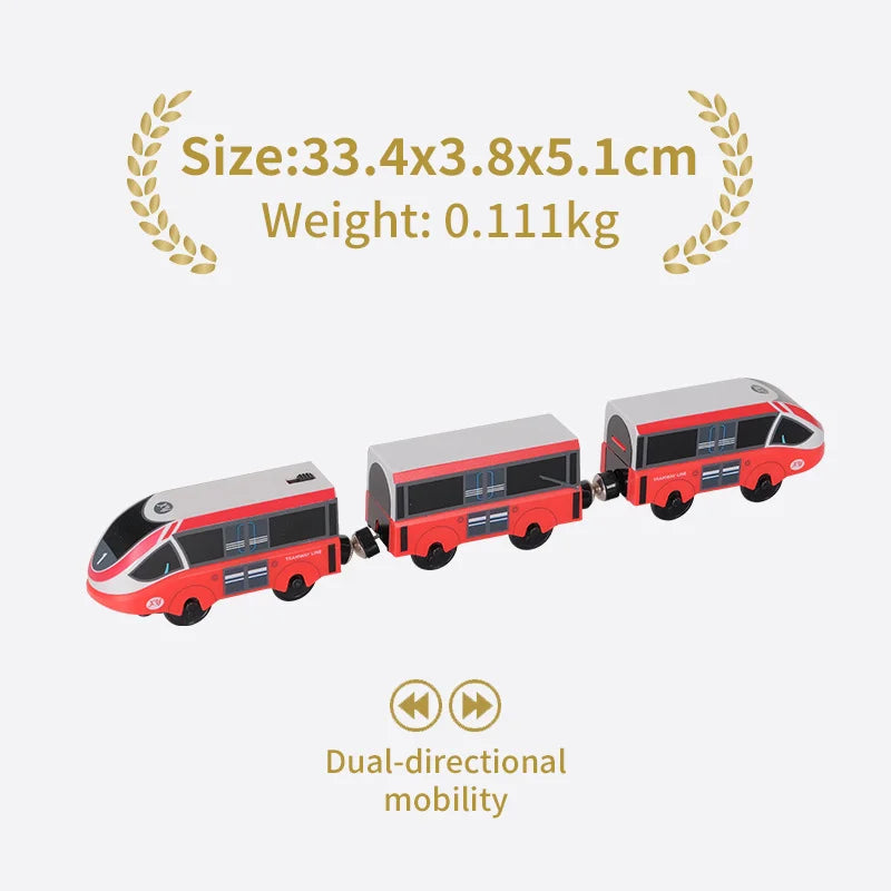 Holz Eisenbahn Lokomotive Magnetische Elektrische Auto Zug Spielzeug Passend für Biro Holz Diecast Slot Schienenbahn Weihnachten Geschenk