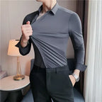 Premium Herren Ultra-Stretch Hemd – Hochwertiges seidiges Business Hemd mit langen Ärmeln für den Business- und Freizeitbereich