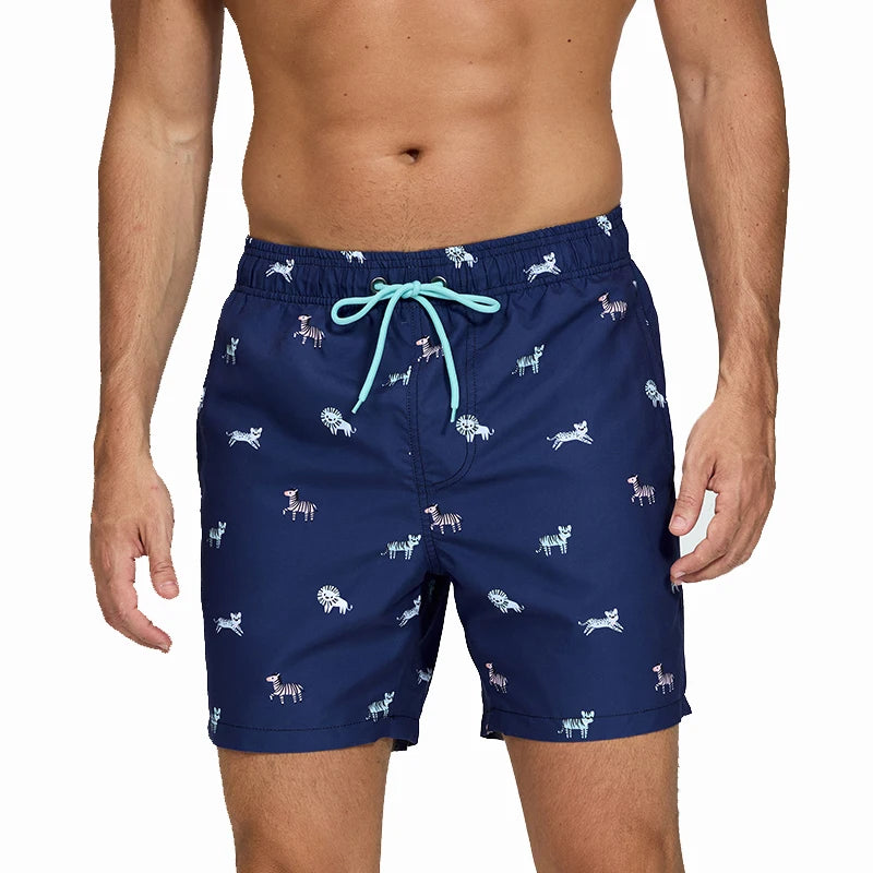 DATIFER Herren Sport-Badeshorts im neuen Stil Polyester-Druck Fitness-Badehose Surfen Badehose Badebekleidung