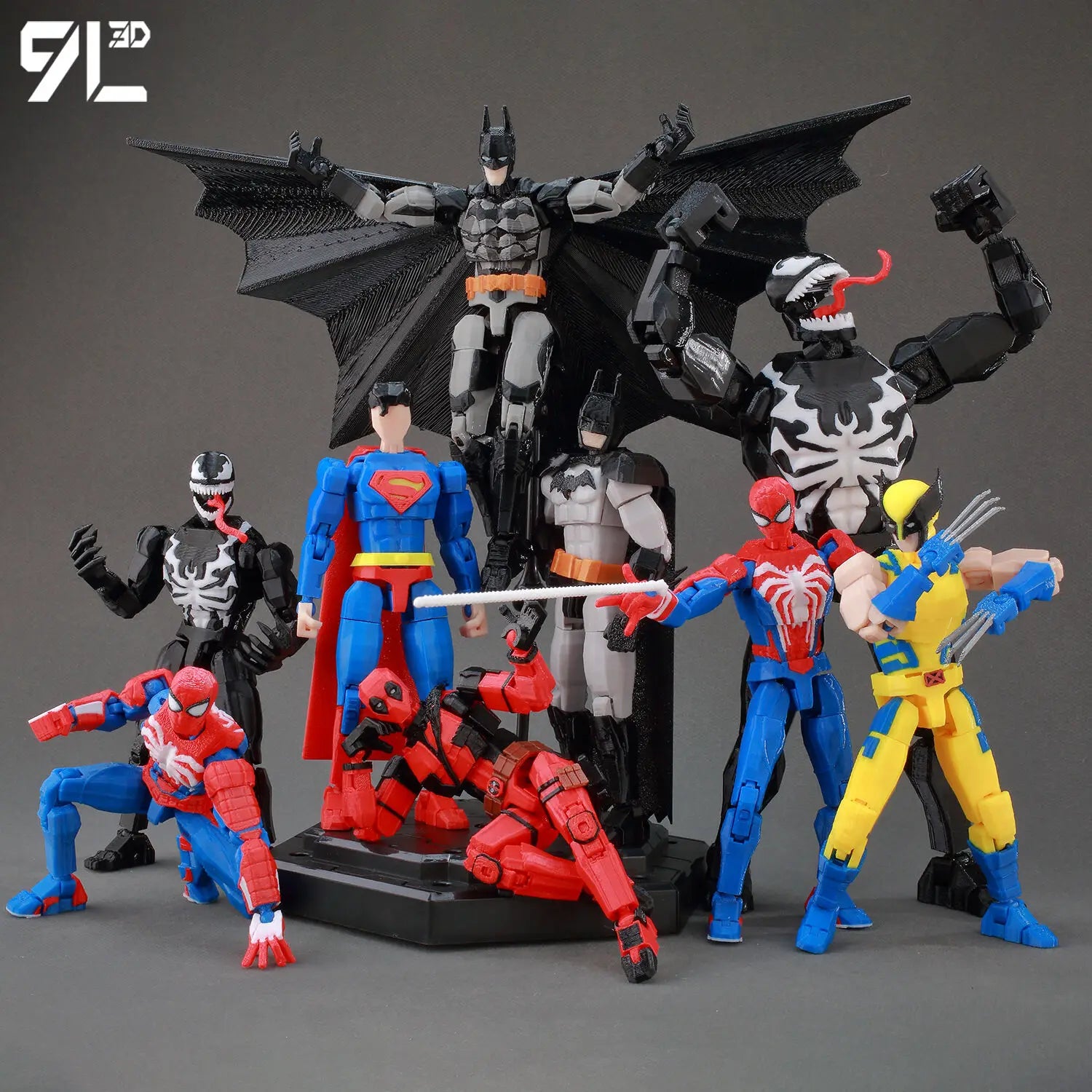 9L3D Gedruckte Deadpool Wolverine Batman Spider-Man Venom Actionfiguren Dummy13 Lucky13 T13 Anime Modell Spielzeug Sammlerstücke Geschenke